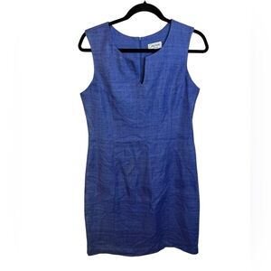 Amy Matt Royal Blue Silk Split Neck Shift Dress